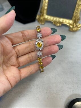 Yellow Crystal Tennis Bracelet - Unbranded